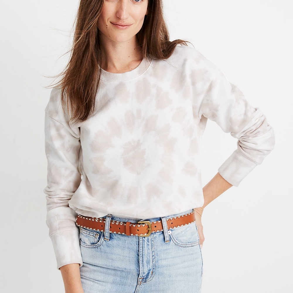 Madewell Beige Tie-Dye Crewneck Sweatshirt